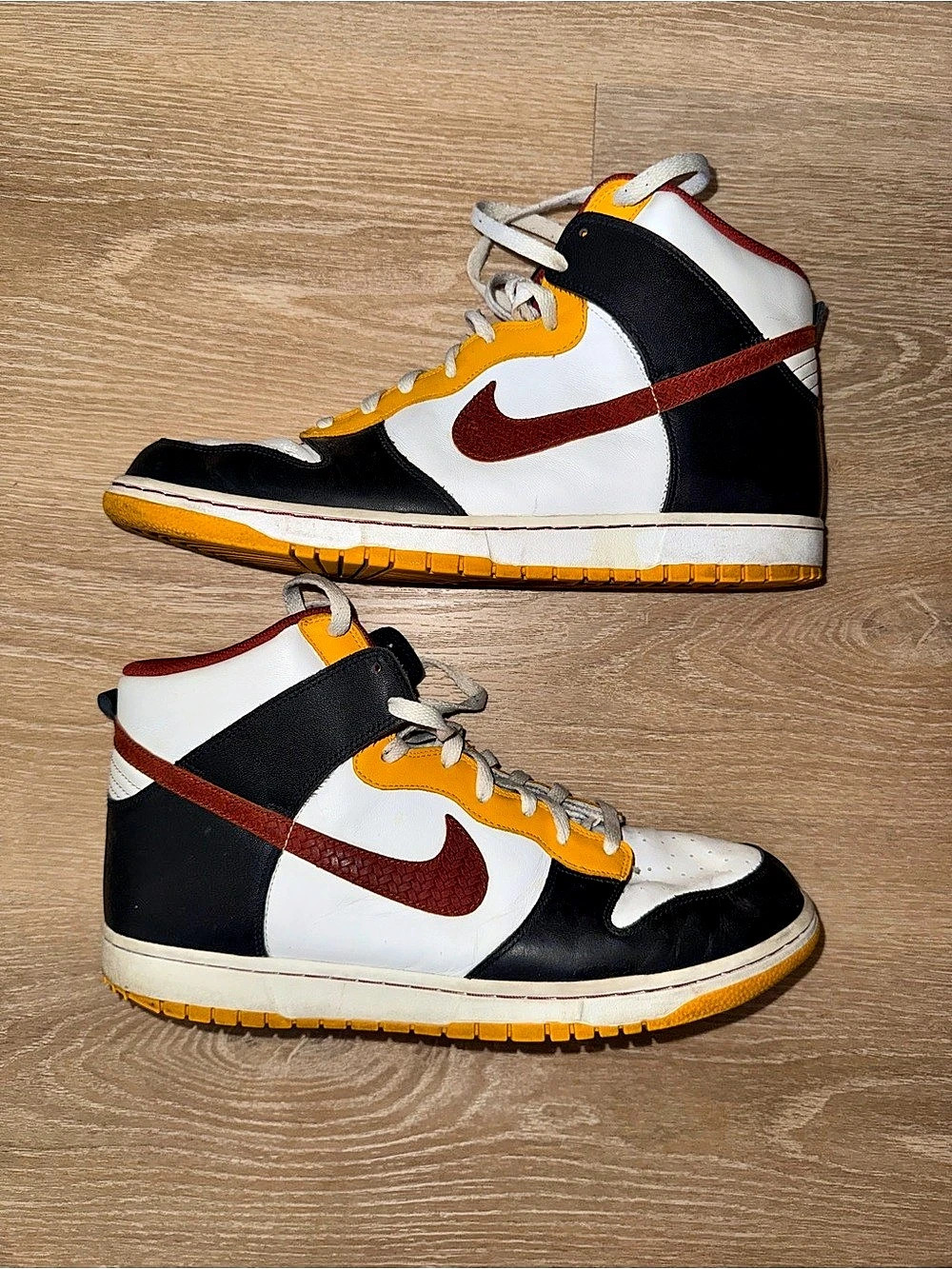 Nike Dunk High Size 14 2007 Black/Orange Blaze-Pro Gold Men's  309432-083